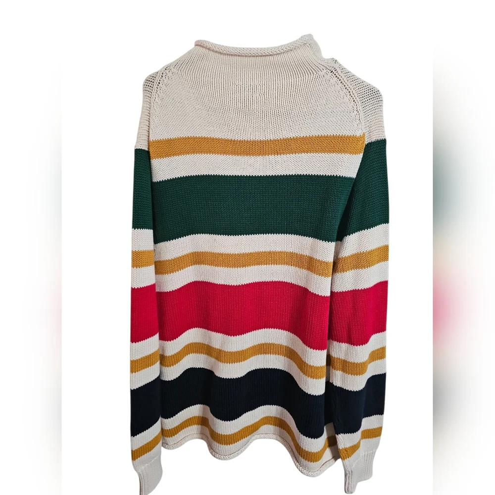 J.Crew Men's Large Striped Cotton Roll-Neck Sweater Archival Heritage Iconic